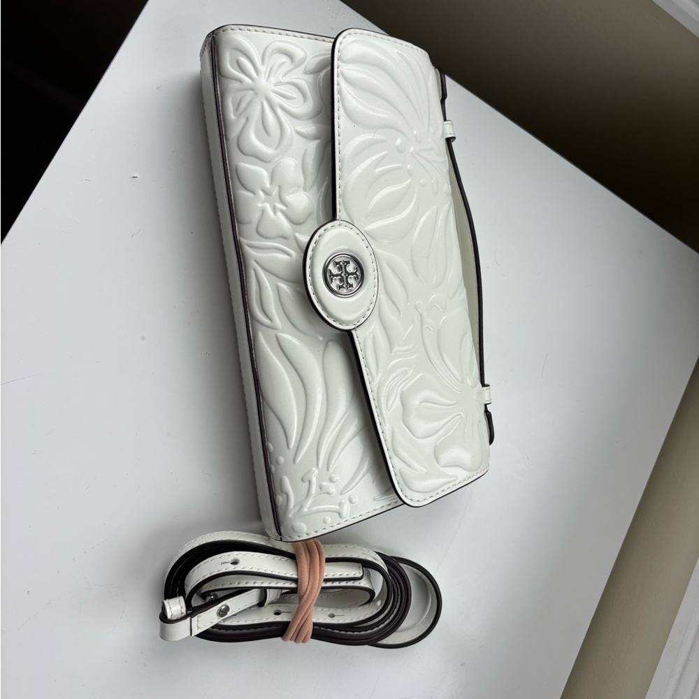 Tory Burch Cream Floral Crossbody Bag